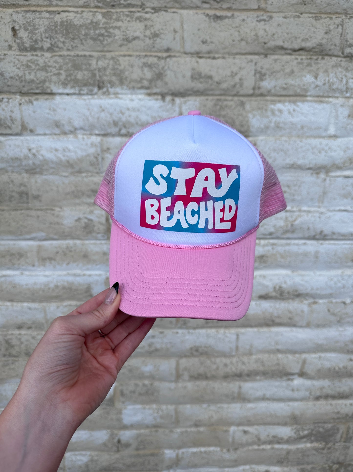 Pink “Stay Beached” Trucker Hat